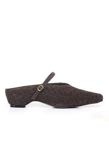 Fanny Woven Comfy Fit Footbed Premium Leather Wedges In Espresso