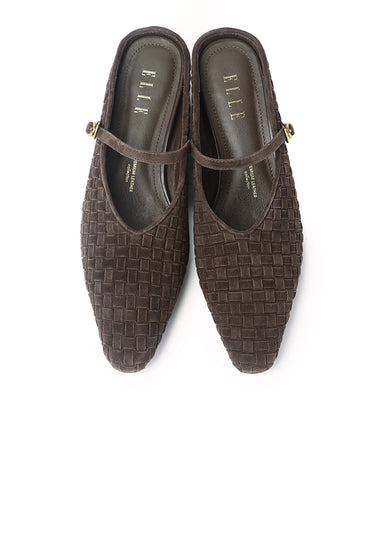 Fanny Woven Comfy Fit Footbed Premium Leather Wedges In Espresso