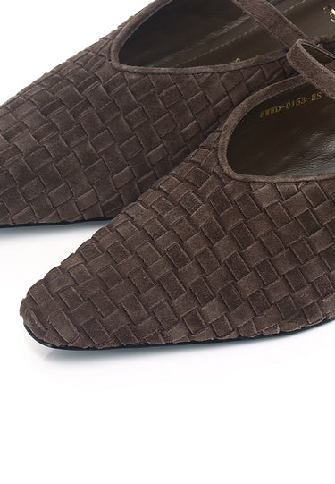 Fanny Woven Comfy Fit Footbed Premium Leather Wedges In Espresso