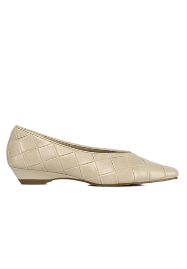 Sasha Comfy Fit Footbed Microfiber Leather Wedges In Beige