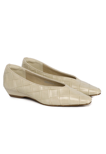 Sasha Comfy Fit Footbed Microfiber Leather Wedges In Beige