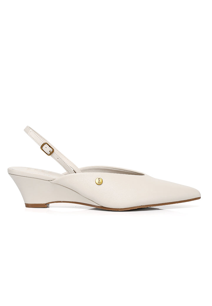Lia Comfy Fit Footbed Microfiber Leather Wedges In Beige
