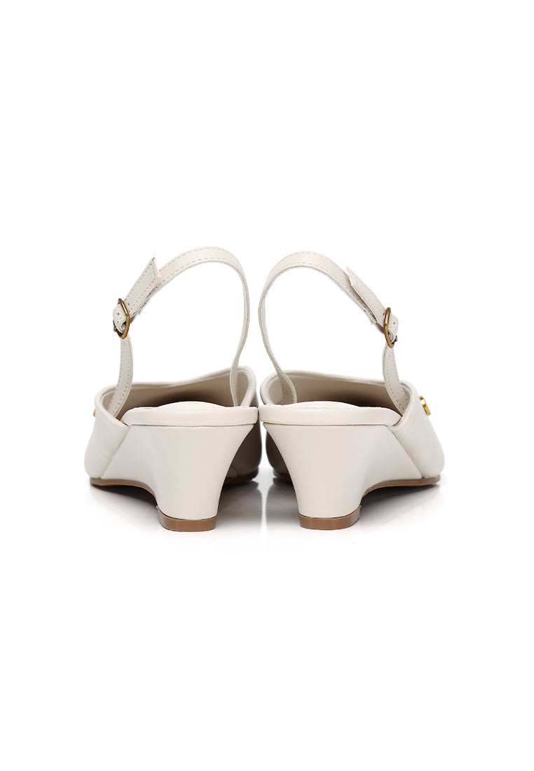 Lia Comfy Fit Footbed Microfiber Leather Wedges In Beige
