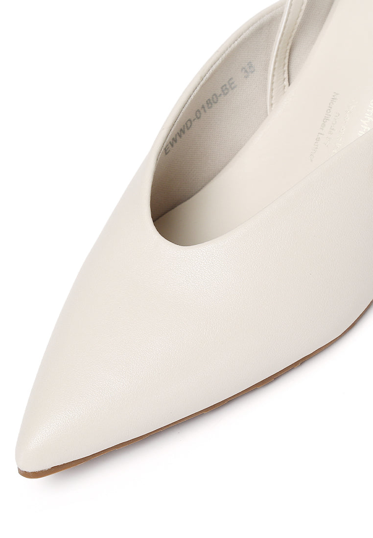 Lia Comfy Fit Footbed Microfiber Leather Wedges In Beige