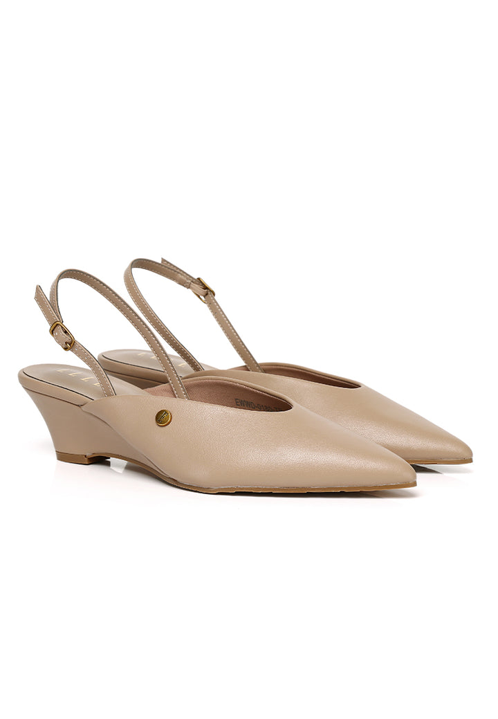 Lia Comfy Fit Footbed Microfiber Leather Wedges In Taupe – alternate view